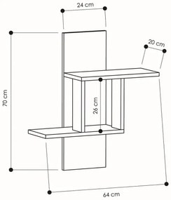 Nástenná polica MILL 70x64 cm antracit