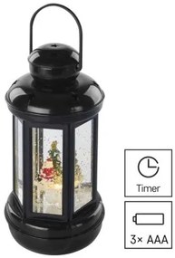 Vánoční LED lucerna se Santou a časovačem 20 cm teplá bílá