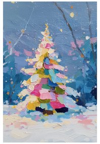 Obraz sviatočná noc s farebným stromčekom