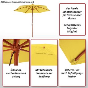 Slnečník Florida Ø 3m - polyester/drevo - olivovo zelená