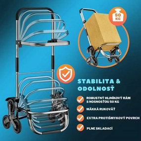 Nákupná taška na kolieskach do schodov COMFORT,50l, šedá Jurhan