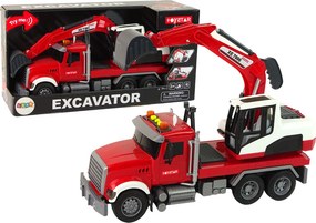 LEAN Toys Nákladné auto s bagrom, traktor, bager, zvuky, svetlá