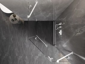 Mexen Lunar, päťuholníkový sprchový kút s pravým sklonom 80 x 100 cm, 8mm číre sklo, biely profil, 831-080P-100L-20-00-P