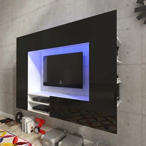 vidaXL Čierne zábavné centrum/TV stena s vysokým leskom, LED, 169,2 cm