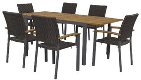 Livarno home Hliníkový rozkladací záhradný stôl Valencia, hnedý + Záhradná stolička Valencia, 6 kusov  (800008282)