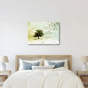 Obraz - Maľovaný kŕdeľ vtákov (70x50 cm)