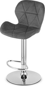 Barová stolička WEST  zamatová sivá / chrómová podnož