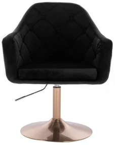 LuxuryForm DESIGN Kreslo ANDORA VELUR na zlatom tanieri - čierne