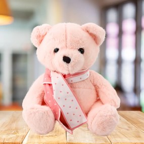 LEAN Toys Plyšový medvedík so šálom ružový 35 cm