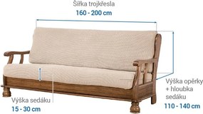 Super strečové poťahy NIAGARA smotanová trojkreslo s drevenými rúčkami (š. 160 - 200 cm)