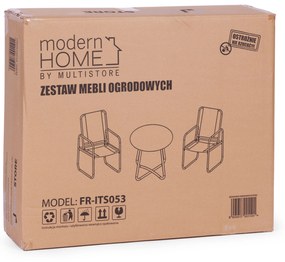 ModernHome Set záhradného nábytku, dve stoličky, čierny stôl