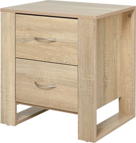 Nočný stolík HOMCOM s dvoma zásuvkami a moderným dizajnom 48x39x54 cm Prírodný | Aosom