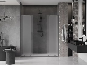 Mexen Velar L Duo, posuvné sprchové dvere do otvoru 200 cm, 8mm sklo námraza, grafit brúsený, 871-200-003-32-66