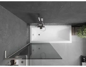 Mexen Next L, 1-krídlová vaňová zástena 80 x 150 cm, 6mm šedé sklo, 6mm číre sklo, profil brúsená oceľ, 895-080-000-03-40-97