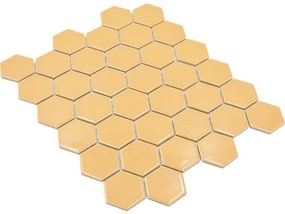 Keramická mozaika HX570 šesťuholník uni okrová oranžová lesklá