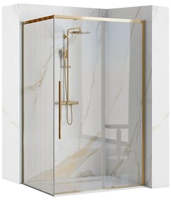 Rea Solar Gold Elegant, sprchový kút s posuvnými dverami 120 (dvere) x 90 (stena) x 195 cm, 6mm číre sklo, zlatý profil, REA-K4902