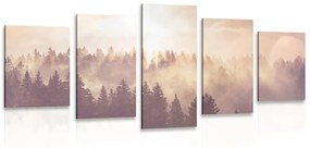 5-dielny obraz hmla nad lesom - 200x100