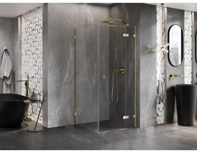 Mexen Lunar T, sklopný sprchový kút pravý 110 x 110 cm, 8mm číre sklo, zlatý profil, 834T-110-110-50-00-P