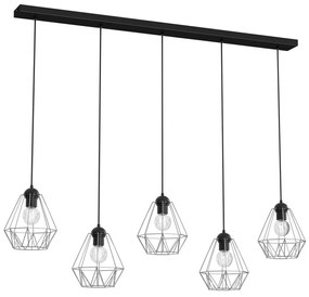 Luster na lanku BERGEN 5xE27/60W/230V čierna/lesklý chróm