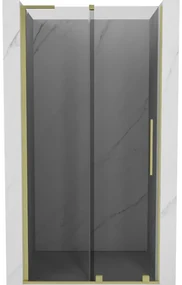 Mexen Velar L, posuvné sprchové dvere do otvoru 100 cm, 8mm šedé sklo, zlatá matná, 871-100-003-41-55