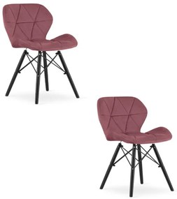Set dvoch jedálenských stoličiek LAGO zamatové, tmavoružové / čierne (2 ks)