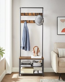 Predsieňová stena TAYLOR s botníkom 180x64 cm, rustikálne hnedá