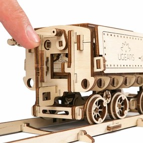 Ugears 3D drevené mechanické puzzle V-Express parná lokomotíva 4-6-2 s tendrom