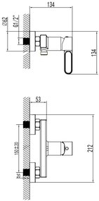 F-Design Zaffiro, sprchová batéria bez sprchovej sady, čierna matná-ružové zlato, FD1-ZFR-7-25