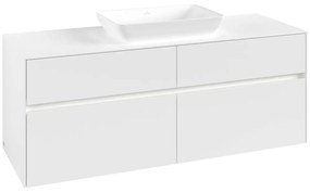 VILLEROY &amp; BOCH Collaro závesná skrinka pod umývadlo na dosku (umývadlo v strede), 4 zásuvky, s LED osvetlením, 1400 x 500 x 548 mm, White Matt, C116B0MS