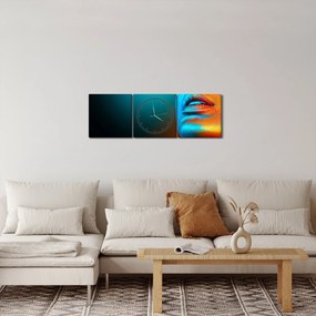 Obraz - Trblietavá tvár (s hodinami) (90x30 cm)