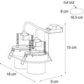 Zaoblené zapustené bodové svetlo tmavosivé GU10 50 mm 2-svetlo - Installa