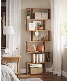 Vasagle Polica/regál na knihy PRESTON, 70x24x190,5cm, hnedá