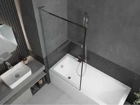 Mexen Next L, 1-krídlová vaňová zástena 90 x 150 cm, 6mm číre sklo-čierny vzor, chrómový profil, 895-090-000-03-70-01