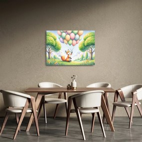 Sklenený obraz – Šťastná líška (70x50 cm)