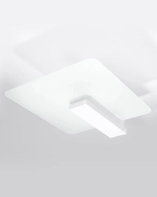 Stropné svietidlo Lappo, 1x mliečne sklenené tienidlo, drevo v bielej farbe