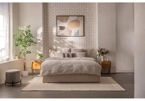 Béžová čalúnená dvojlôžková posteľ s úložným priestorom s matracom/s roštom 160x200 cm Thessa Pillow – Bonami Selection