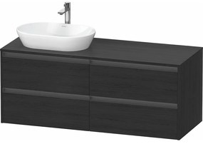 DURAVIT Ketho 2 závesná skrinka pod umývadlo na dosku (umývadlo vľavo), 4 zásuvky, 1400 x 550 x 568 mm, dub čierny, K24898L16160000