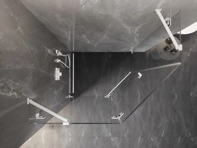 Mexen Lunar, Päťuholníkový sprchový kút Mexen Lunar naklápací doľava 100 x 80 cm, 8mm číre sklo, biely profil, 831-100L-080P-01-20-L