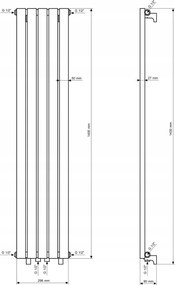 Gamma Verto, vykurovacie teleso 296x1400 mm, 505 W, biela matná, GMA-VER-140296-WH