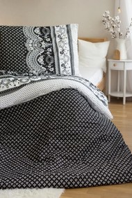 Polybavlnené obliečky na 2 postele CANZONE BLACK, čierne Rozmer obliečky: 2 ks 70 x 90 cm | 2 ks 140 x 200 cm