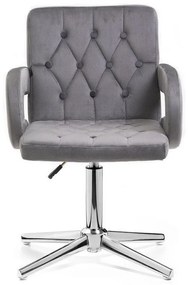 LuxuryForm DESIGN Stolička BOSTON VELUR na striebornom kríži - šedá
