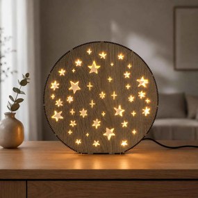 Drevená LED stolová lampa Hviezdy | MOVE: HDF - Orech 20 cm 4791-115218 LED0613