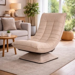Otočné relaxačné kreslo – polohovateľné béžové kreslo
