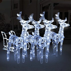 Vianočná dekorácia so sobmi a saňami 240 LED akryl 3100420