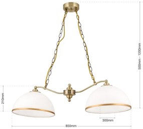 Orion HL 6-1810/2 - Luster na reťazi OLD LAMP 2xE27/40W/230V biela/mosadz