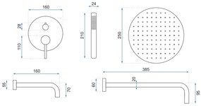 Rea Lungo, podomietková vaňová súprava so sprchou + box P6300 - komplet sada, čierna, REA-P4112