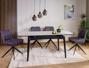 Jedálenský rozkladací stôl Sento 120/180 cm keramika biely mramor/čierny