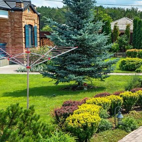 Erga Garden 5000, voľne stojaci 4-ramenný záhradný sušiak na bielizeň 200x200x195 cm, strieborná-červená, ERG-SEP-10SUSOGRGAR50