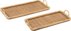 Set 2ks ratanový podnos s uchami Rattan Boom - 71*36*10/ 61*28*9 cm