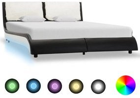 vidaXL Posteľný rám s LED, čierno biely, umelá koža 120x200 cm